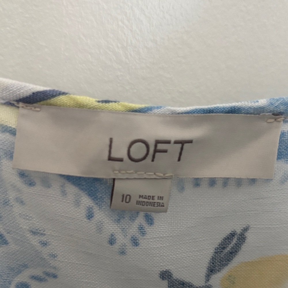 LOFT Spaghetti-Strap Maxi Dress in White, Blue & Yellow - Picture 5 of 5